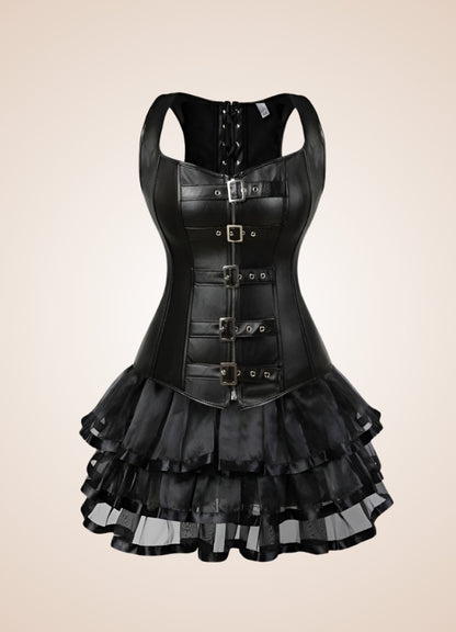 Steampunk Leather Overbust Dress - Steampunk Australia