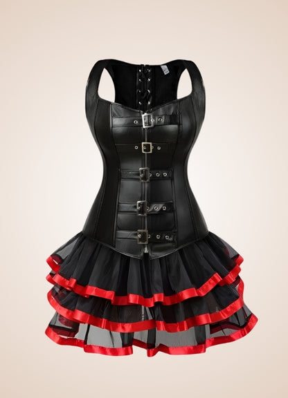 Steampunk Leather Overbust Dress - Steampunk Australia