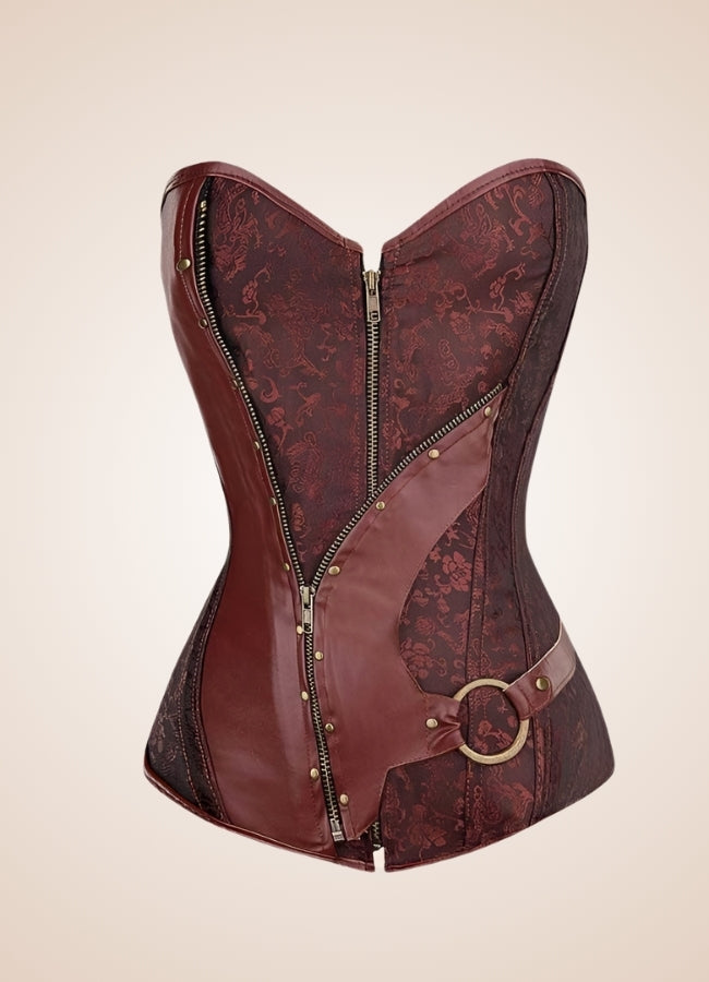Steampunk Leather Zipper Corset - Steampunk Australia