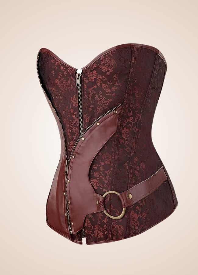 Steampunk Leather Zipper Corset - Steampunk Australia