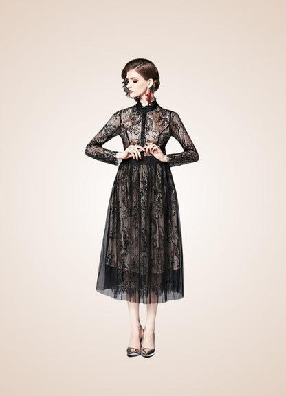Steampunk Long Sleeve Lace Dress - Steampunk Australia