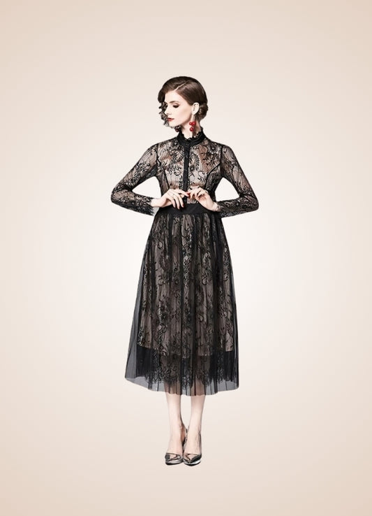 Steampunk Long Sleeve Lace Dress - Steampunk Australia