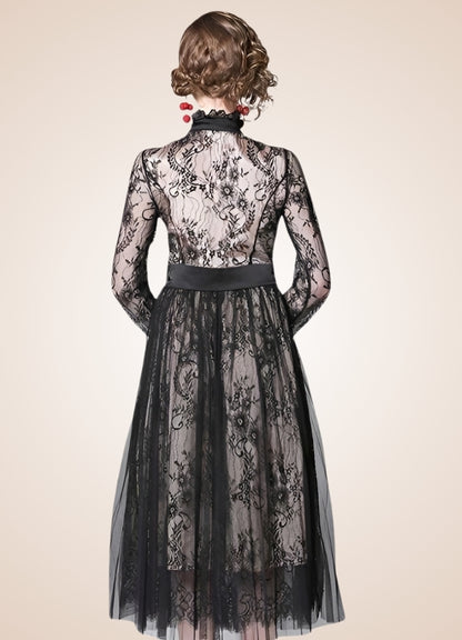Steampunk Long Sleeve Lace Dress - Steampunk Australia