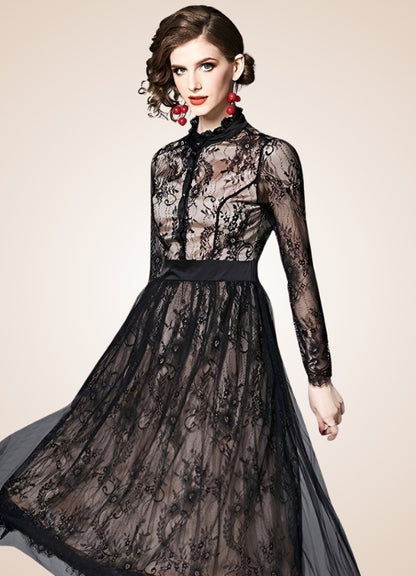 Steampunk Long Sleeve Lace Dress - Steampunk Australia