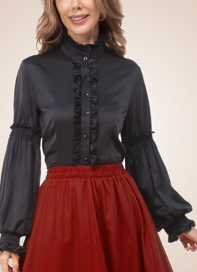 Steampunk Pleated Lantern Long Sleeve Shirt - Steampunk Australia