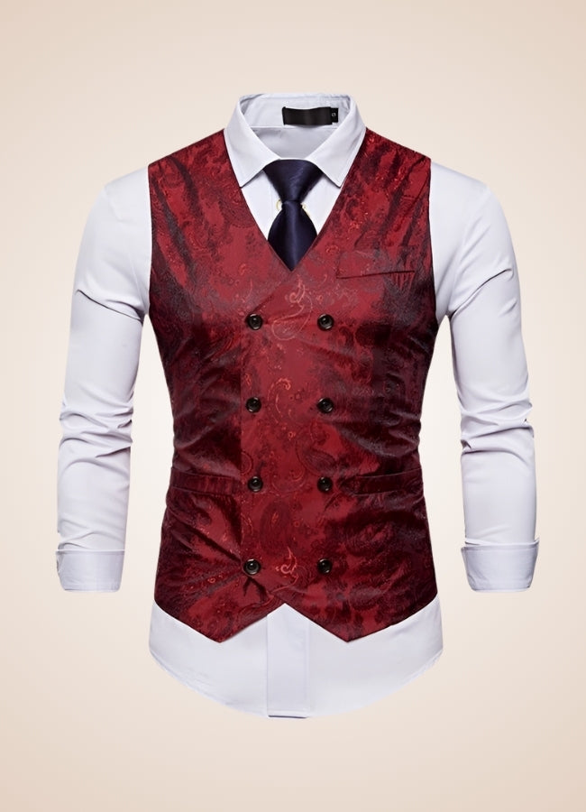 Steampunk Red Double Breasted Vest - Steampunk Australia