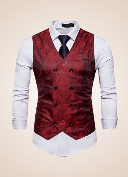 Steampunk Red Double Breasted Vest - Steampunk Australia