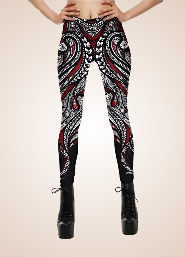 Steampunk Red Paisley Legging - Steampunk Australia