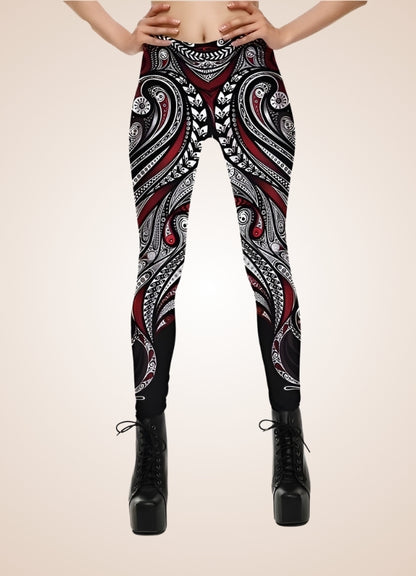 Steampunk Red Paisley Legging - Steampunk Australia