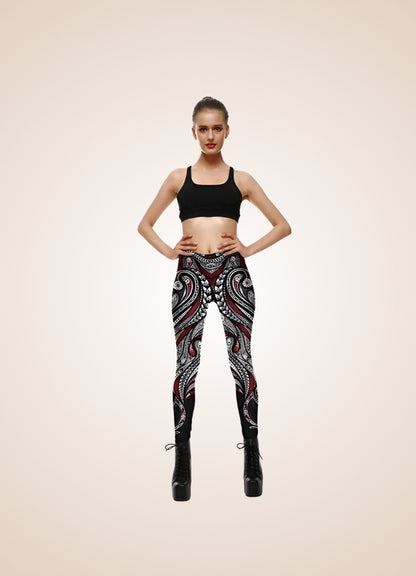 Steampunk Red Paisley Legging - Steampunk Australia