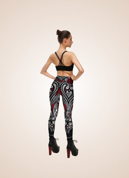Steampunk Red Paisley Legging - Steampunk Australia