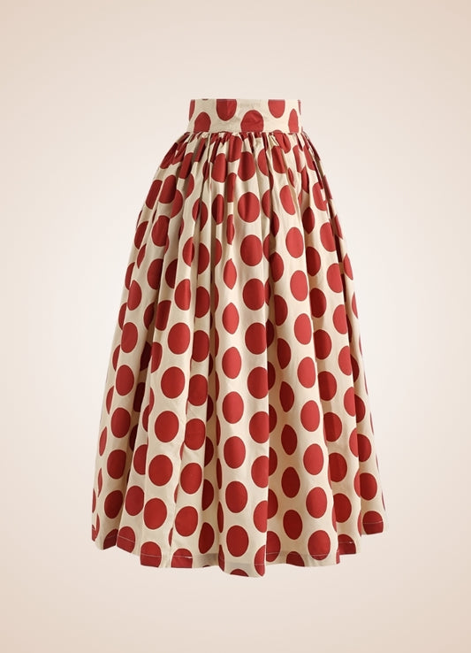 Steampunk Red Polkadot Midi Skirt - Steampunk Australia