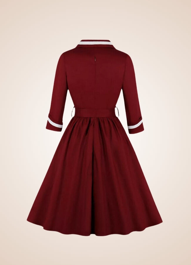 Steampunk Red V Neck Dress - Steampunk Australia