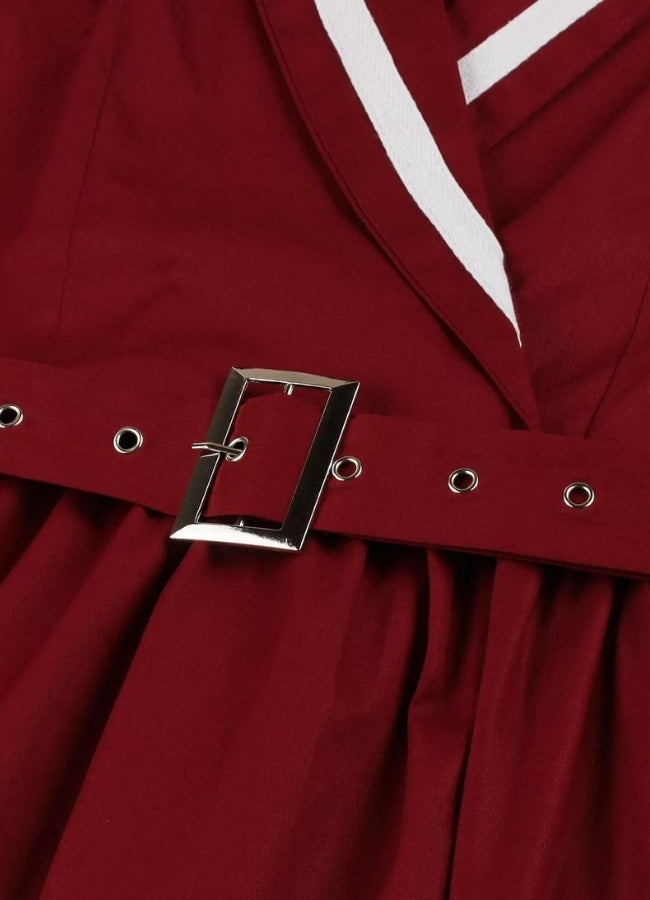 Steampunk Red V Neck Dress - Steampunk Australia