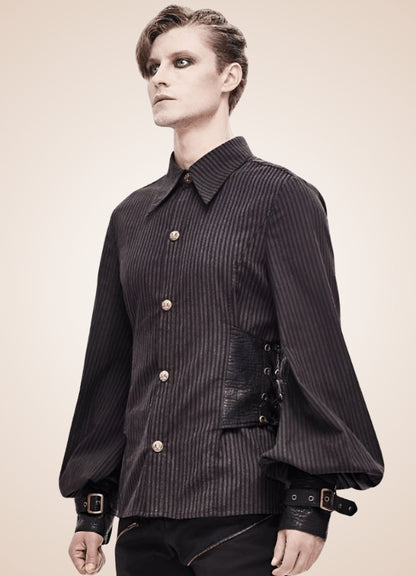Steampunk Striped Buttom Up Shirt - Steampunk Australia