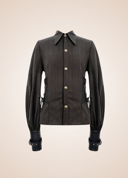 Steampunk Striped Buttom Up Shirt - Steampunk Australia
