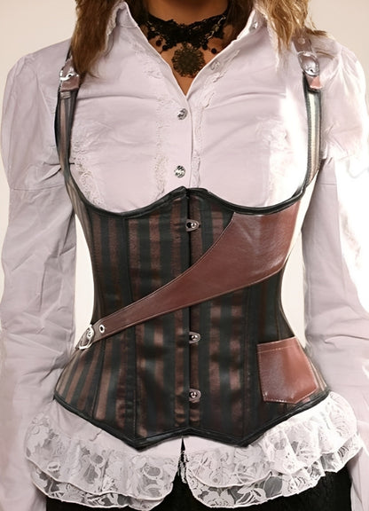 Steampunk Strips Pattern Corset - Steampunk Australia