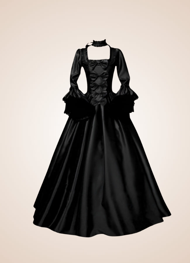 Steampunk Victoria Black Satin Dress - Steampunk Australia