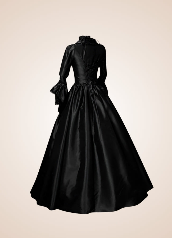 Steampunk Victoria Black Satin Dress - Steampunk Australia