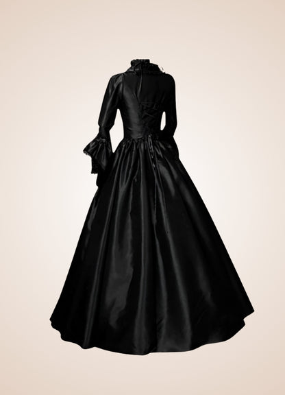 Steampunk Victoria Black Satin Dress - Steampunk Australia