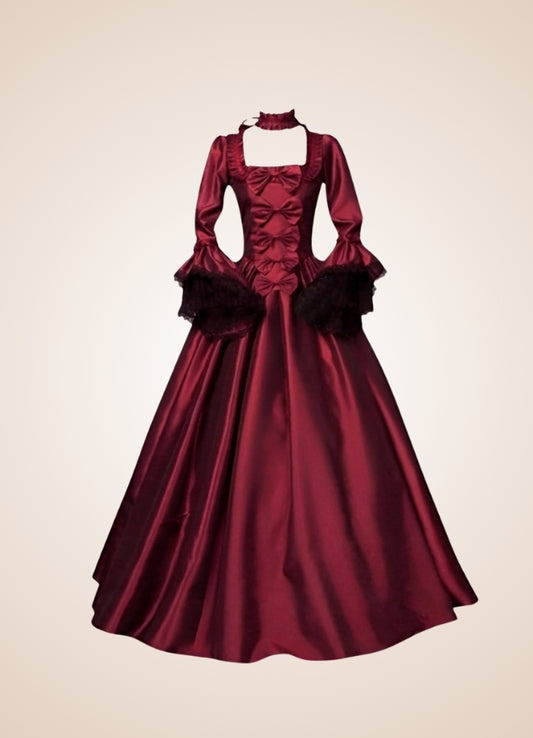 Steampunk Victoria Red Satin Dress - Steampunk Australia