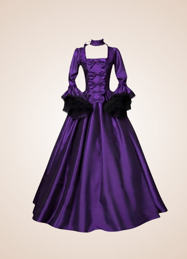 Steampunk Victoria Violet Satin Dress - Steampunk Australia