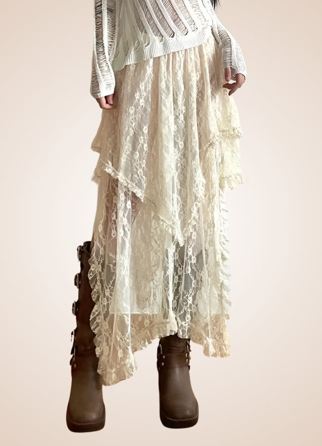 Steampunk White Asymmetrical Skirt - Steampunk Australia