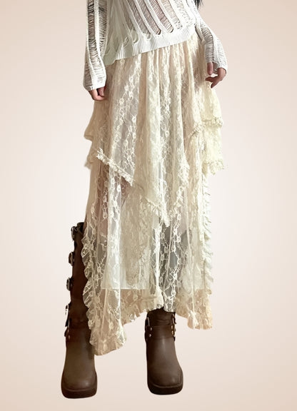 Steampunk White Asymmetrical Skirt - Steampunk Australia