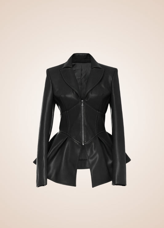 Steampunk Women's Leather Zipper Jacket - Steampunk Australia