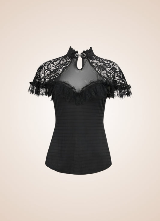 Vintage Gothic High Collar Shirt - Steampunk Australia