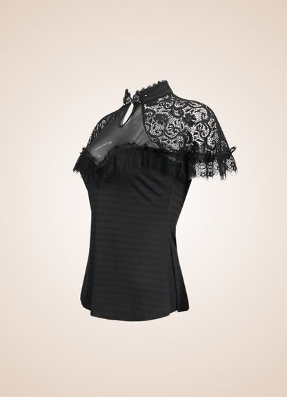 Vintage Gothic High Collar Shirt - Steampunk Australia