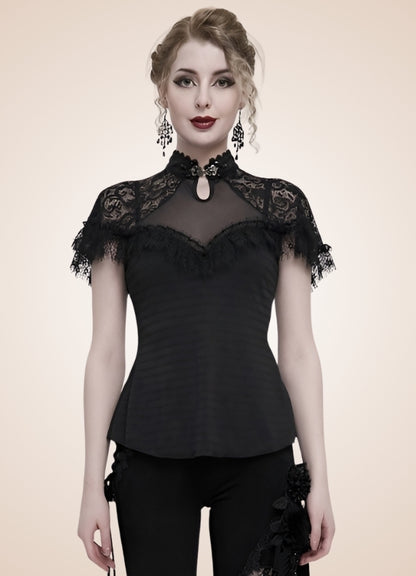 Vintage Gothic High Collar Shirt - Steampunk Australia