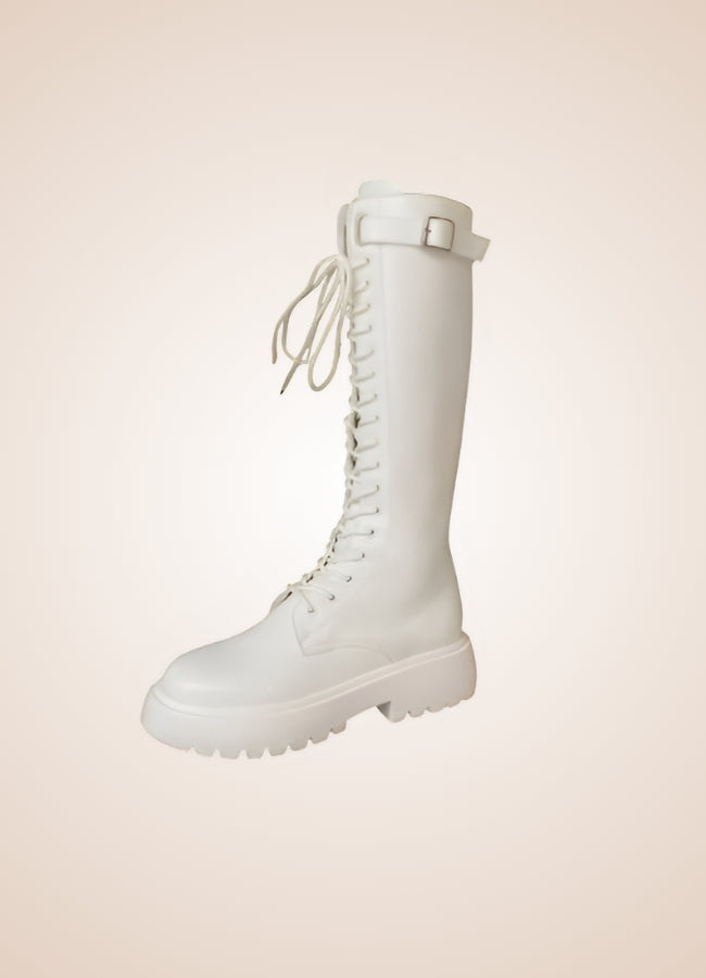 White Knee High Steampunk Boots - Steampunk Australia