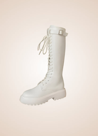 White Knee High Steampunk Boots - Steampunk Australia