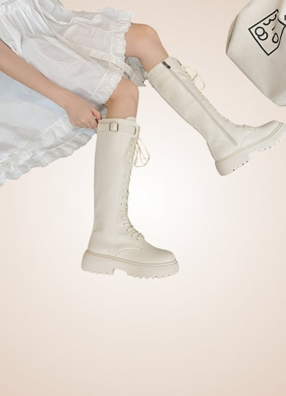 White Knee High Steampunk Boots - Steampunk Australia