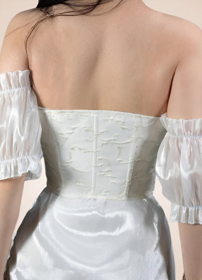 White Off Shoulder Steampunk Corset - Steampunk Australia