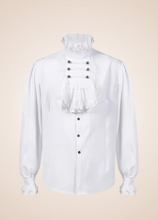 White Steampunk Flounce Tie Shirt - Steampunk Australia