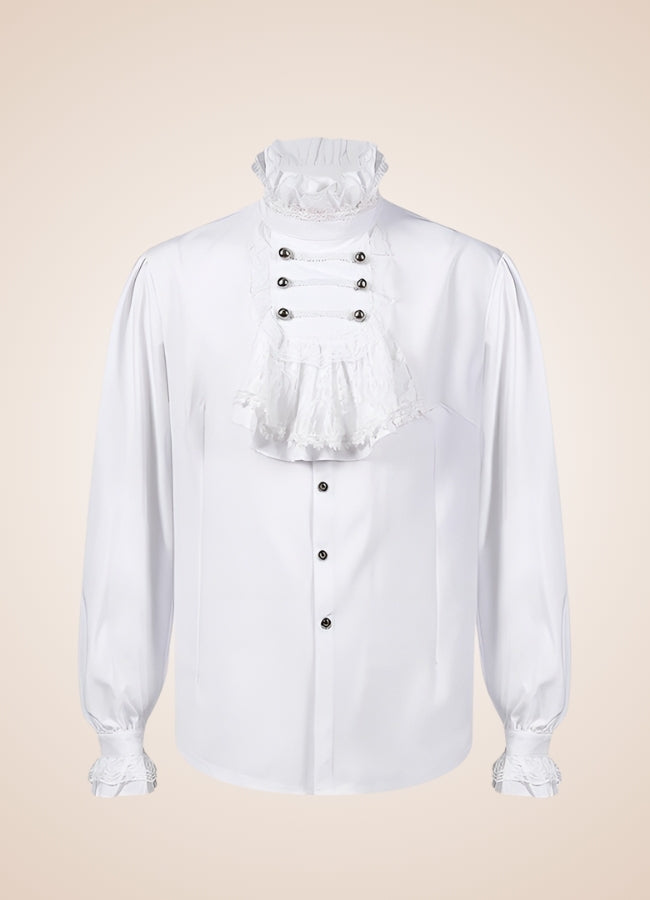 White Steampunk Flounce Tie Shirt - Steampunk Australia
