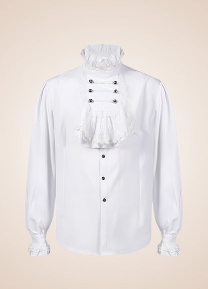 White Steampunk Flounce Tie Shirt - Steampunk Australia