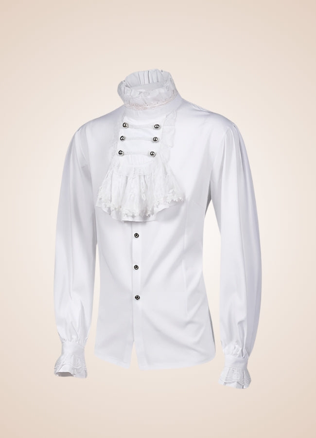White Steampunk Flounce Tie Shirt - Steampunk Australia