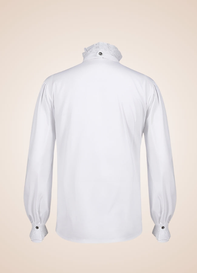 White Steampunk Flounce Tie Shirt - Steampunk Australia