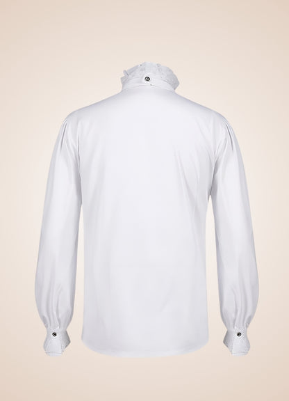 White Steampunk Flounce Tie Shirt - Steampunk Australia