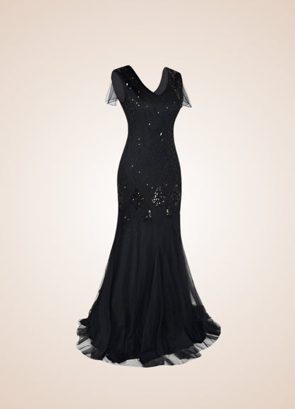 Women's Black Steampunk Long Dress - Steampunk Australia