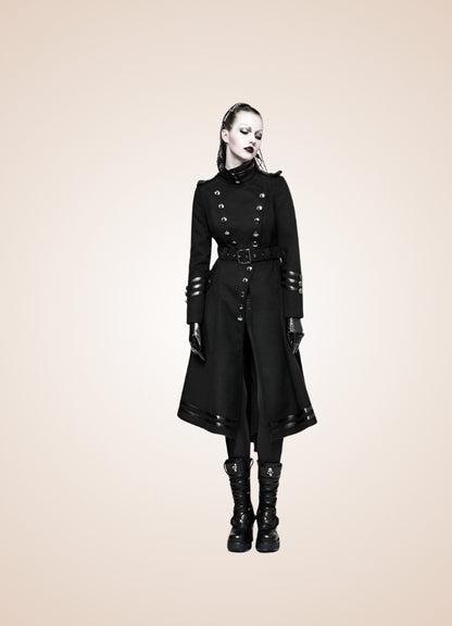 Women's Gothic Military Long Coat - Steampunk Australia