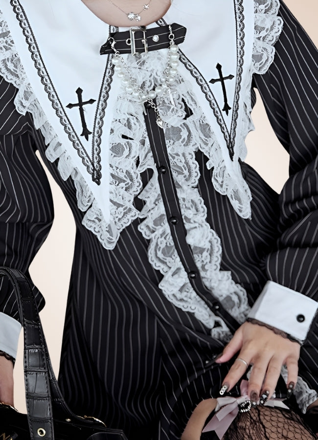 Women's Punk Striped Lolita Dress - Steampunk Australia