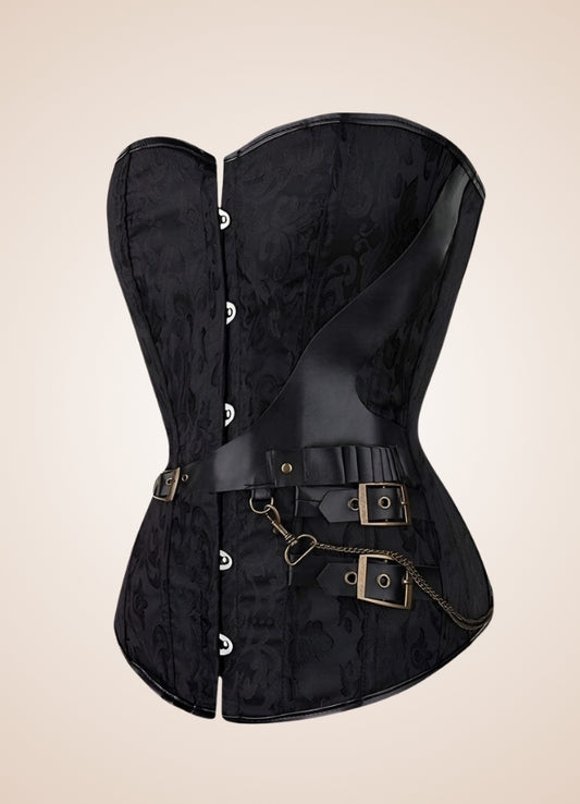Women's Steampunk Black Overbust Corset - Steampunk Australia