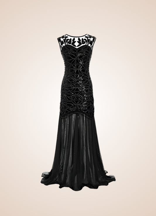 Women's Steampunk Black Sequins Dress - Steampunk Australia