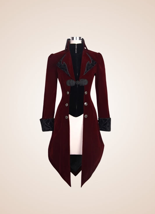 Women's Steampunk Tailcoat Burgundy - Steampunk Australia