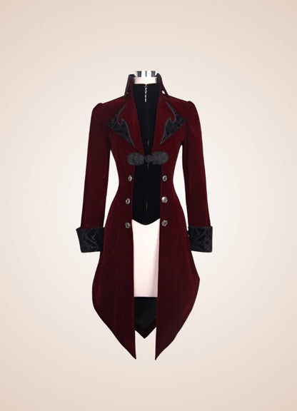 Women's Steampunk Tailcoat Burgundy - Steampunk Australia