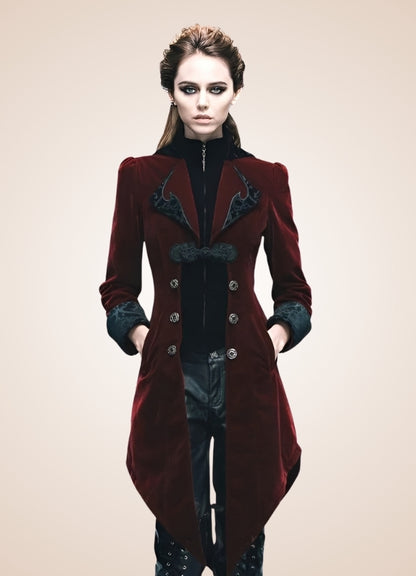 Women's Steampunk Tailcoat Burgundy - Steampunk Australia